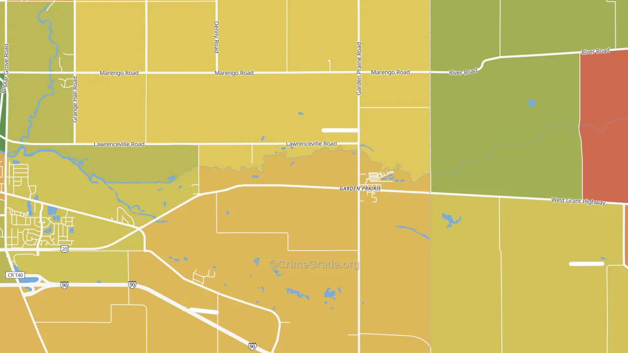 Garden Prairie, IL Map of Burglary Rates