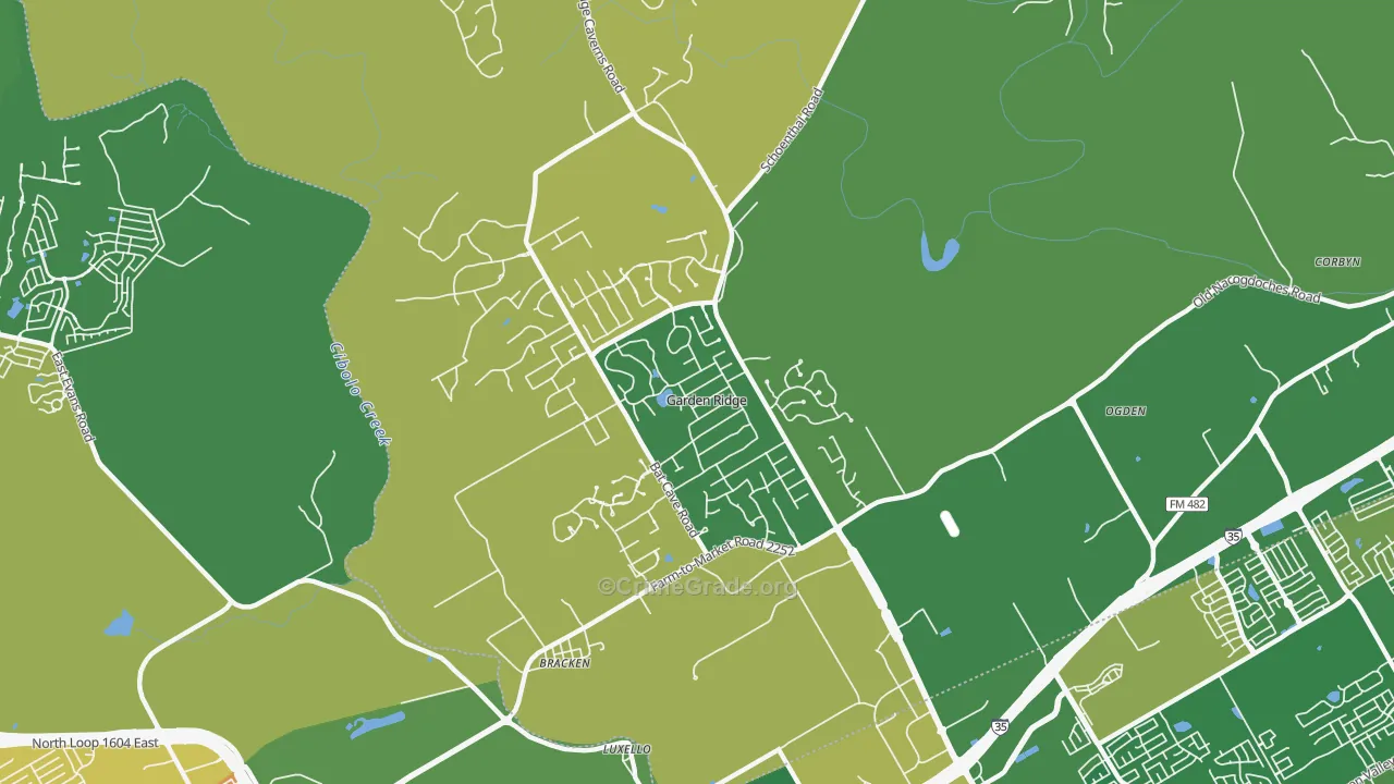Garden Ridge, TX Map of Burglary Rates