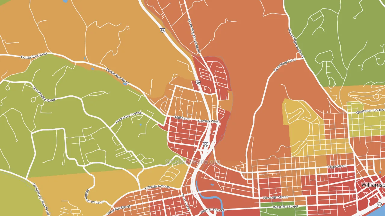 Garden View, PA Map of Burglary Rates