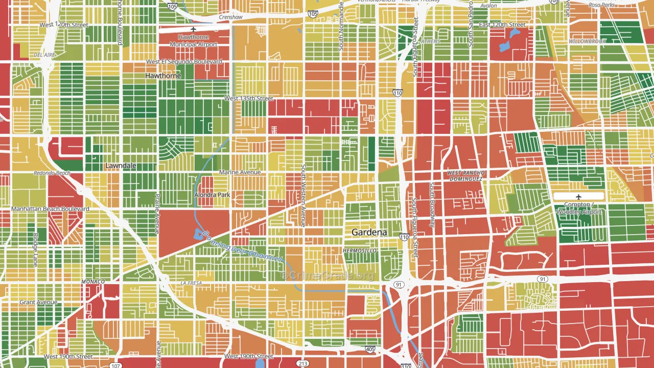 Gardena, CA Map of Burglary Rates