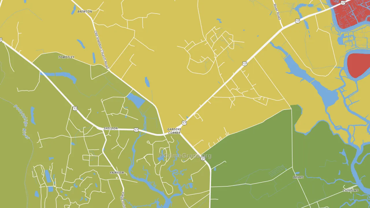 Gardens Corner, SC Map of Burglary Rates