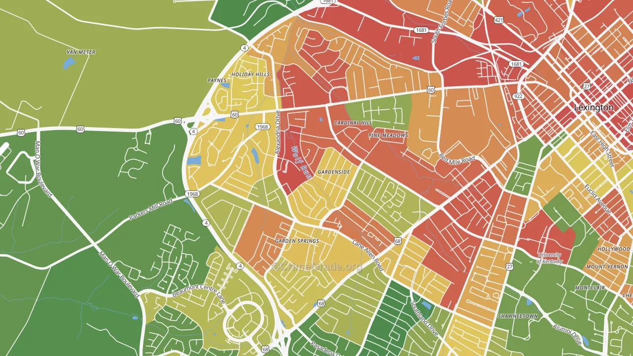 Gardenside-Colony, Lexington, KY Map of Burglary Rates