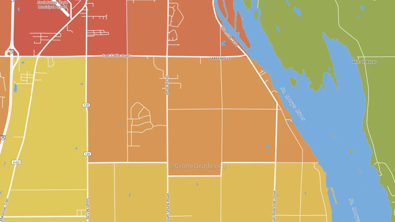 Gardenville, MI Map of Burglary Rates