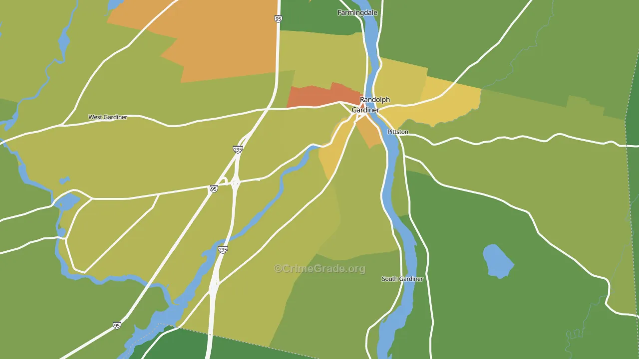 Gardiner, ME Map of Burglary Rates