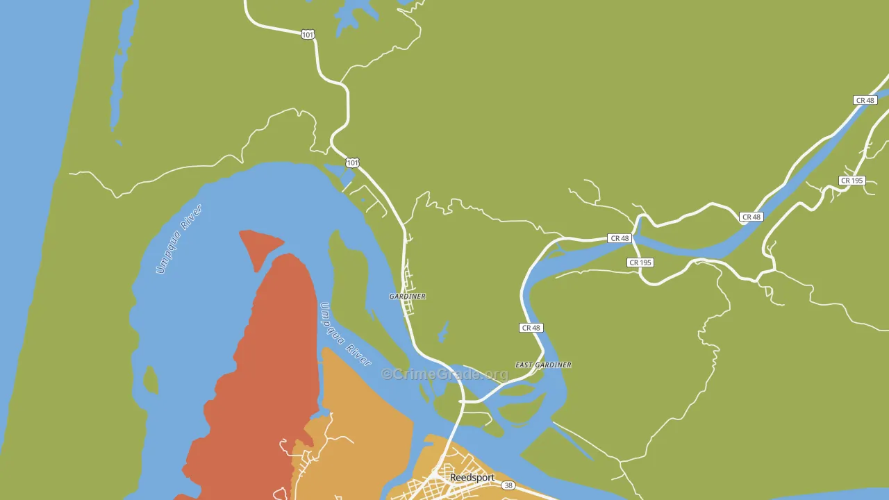 Gardiner, OR Map of Burglary Rates