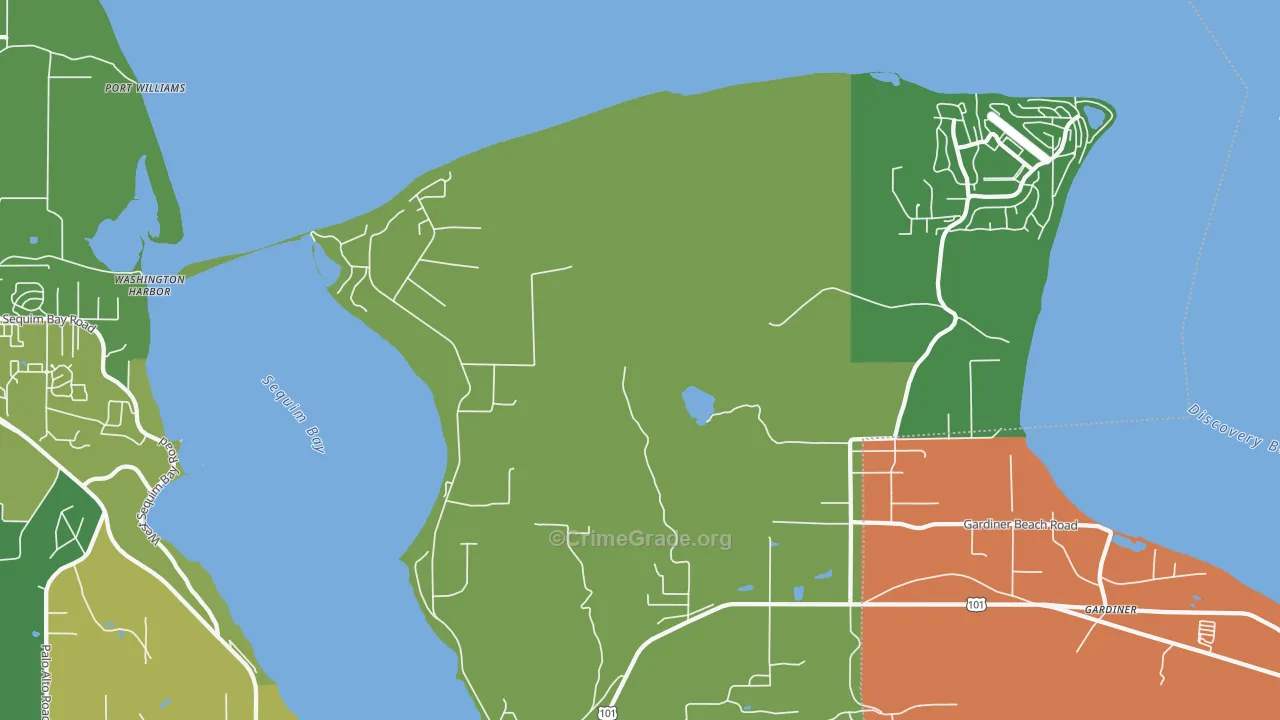 Gardiner, WA Map of Burglary Rates