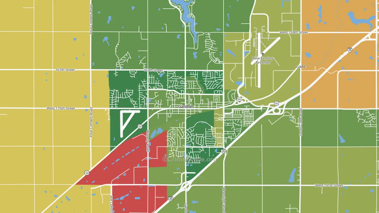 Gardner, KS Map of Burglary Rates