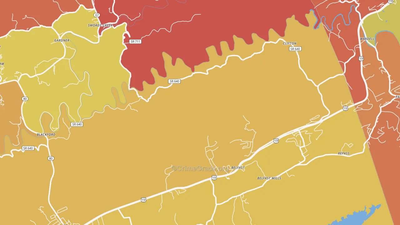 Gardner, VA Map of Burglary Rates