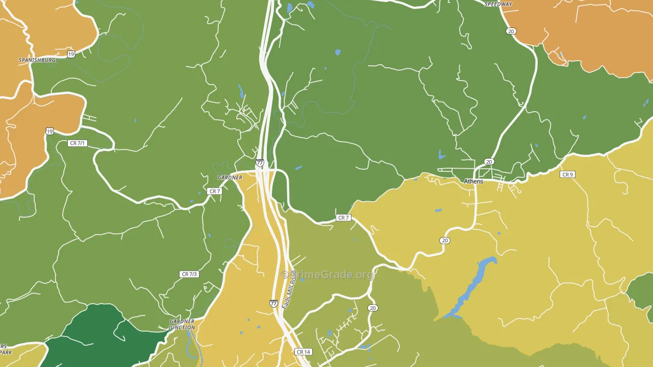 Gardner, WV Map of Burglary Rates