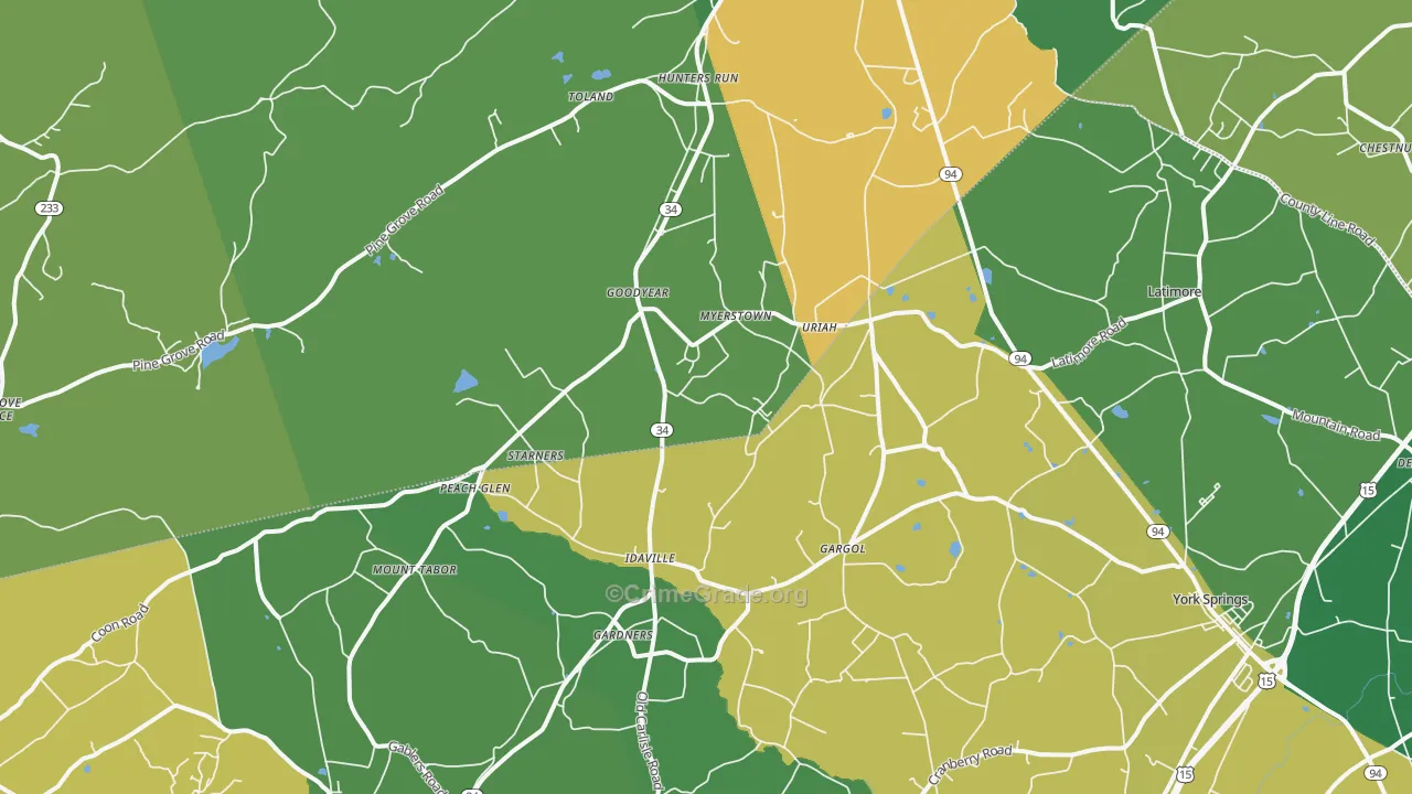 Gardners, PA Map of Burglary Rates