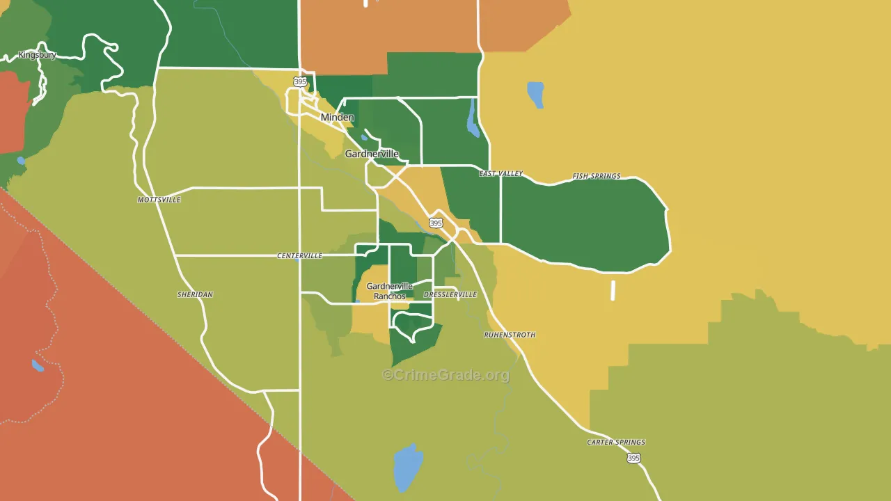Gardnerville, NV Map of Burglary Rates