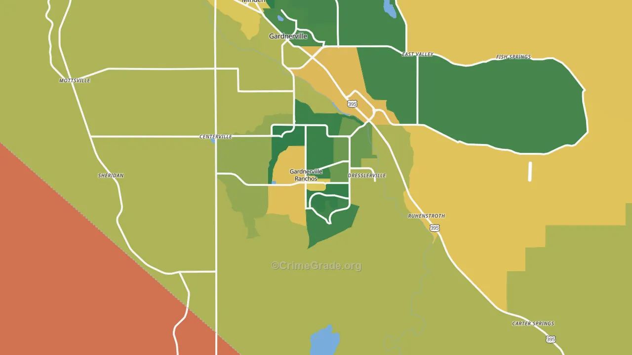 Gardnerville Ranchos, NV Map of Burglary Rates