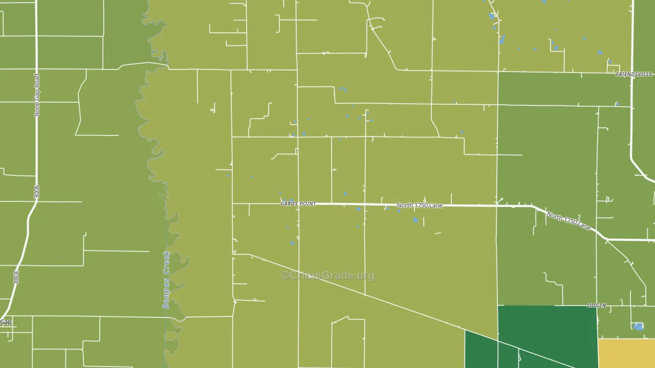Gards Point, IL Map of Burglary Rates