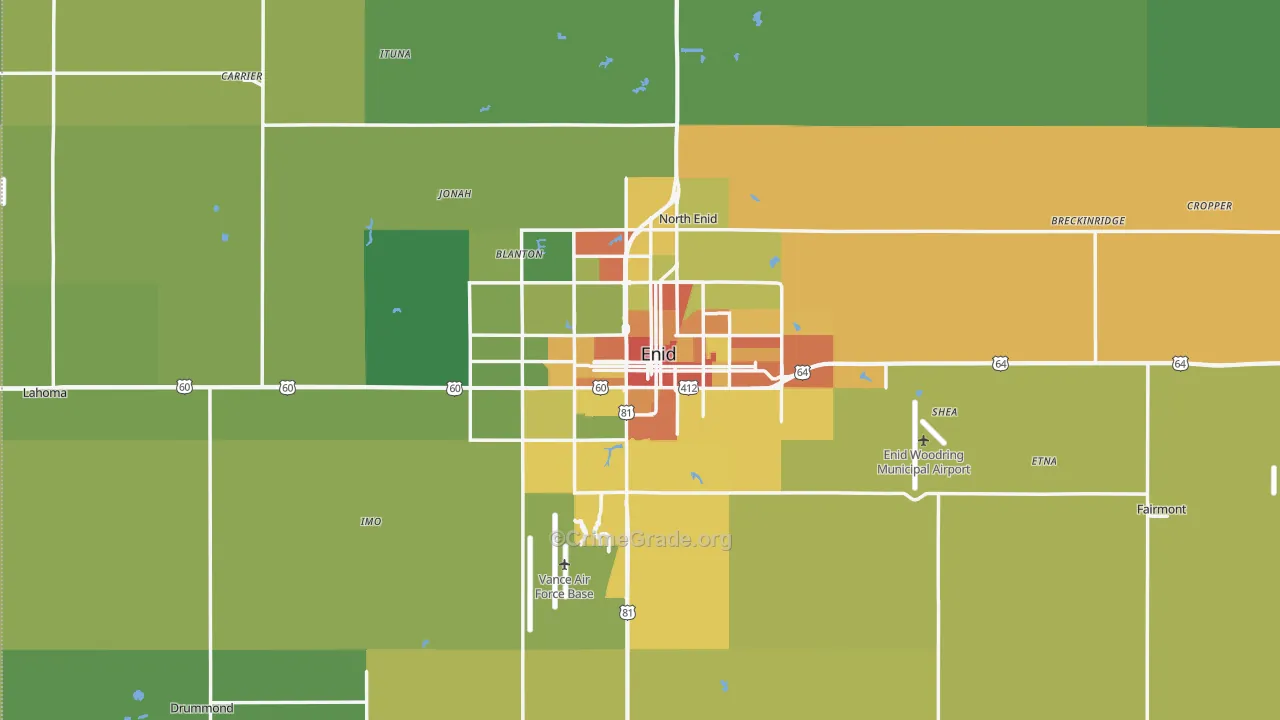 Garfield County, OK Map of Burglary Rates