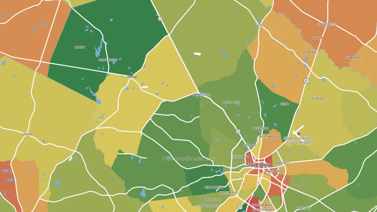 Garfield, GA Map of Burglary Rates