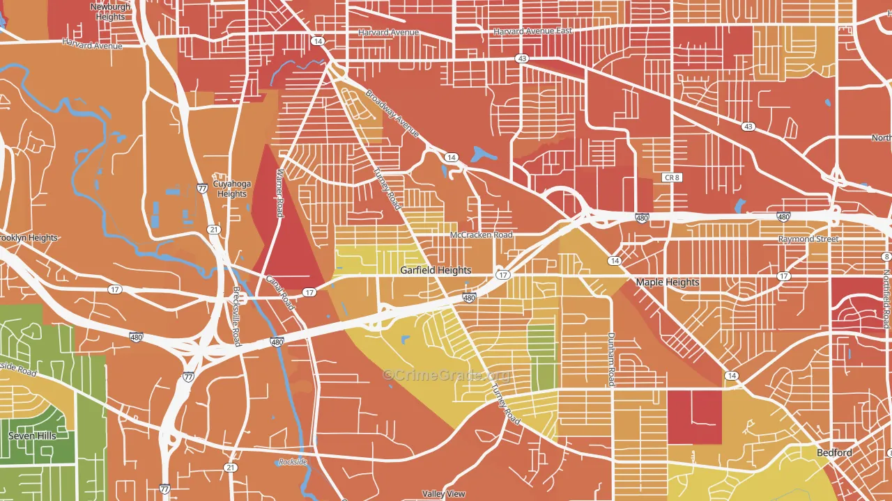 Garfield Heights, OH Map of Burglary Rates