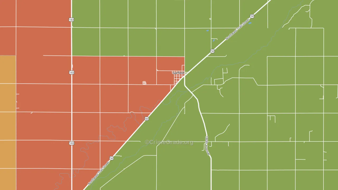 Garfield, KS Map of Burglary Rates