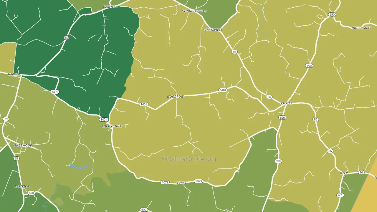 Garfield, KY Map of Burglary Rates