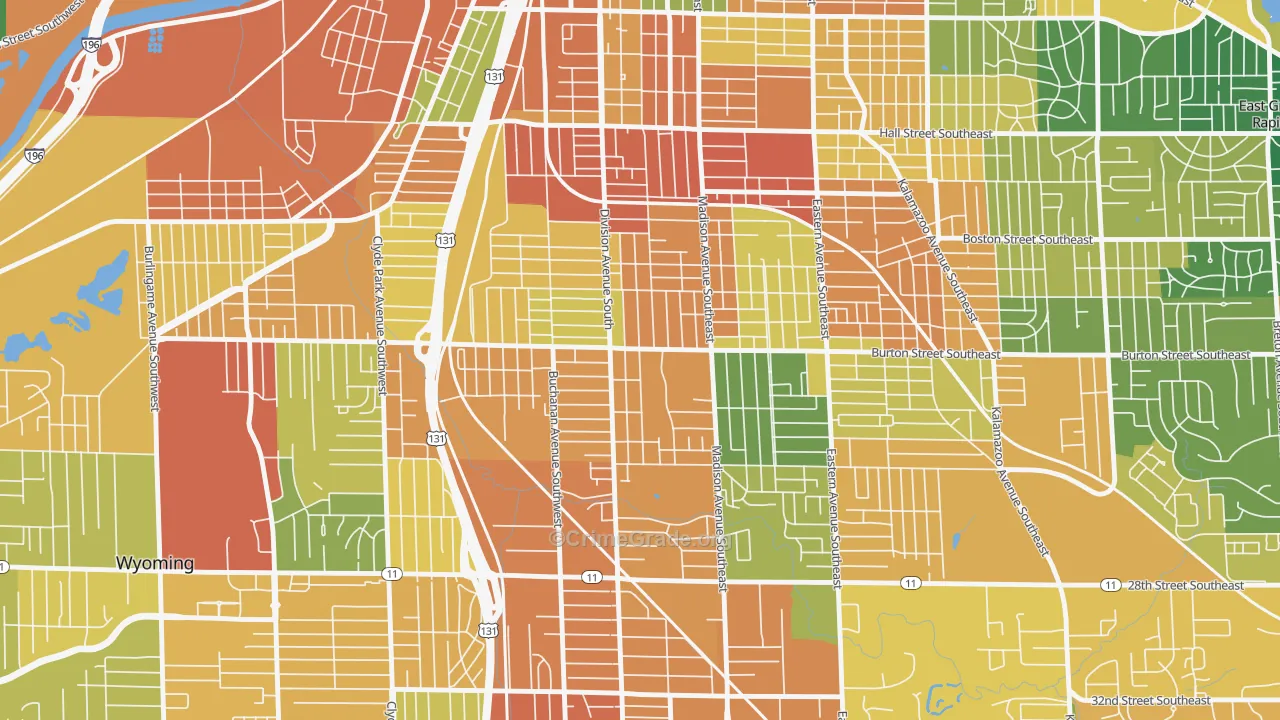 Garfield Park, Grand Rapids, MI Map of Burglary Rates