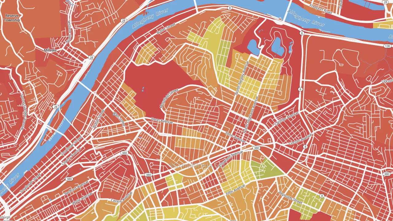 Garfield, Pittsburgh, PA Map of Burglary Rates