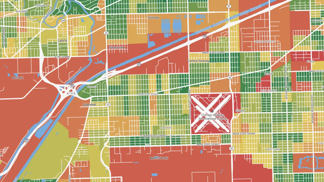 Garfield Ridge, Chicago, IL Map of Burglary Rates