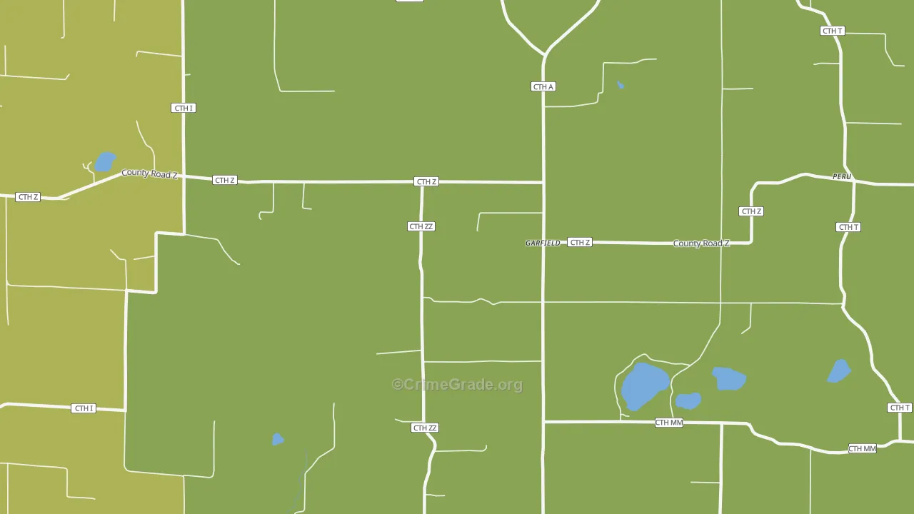 Garfield, WI Map of Burglary Rates