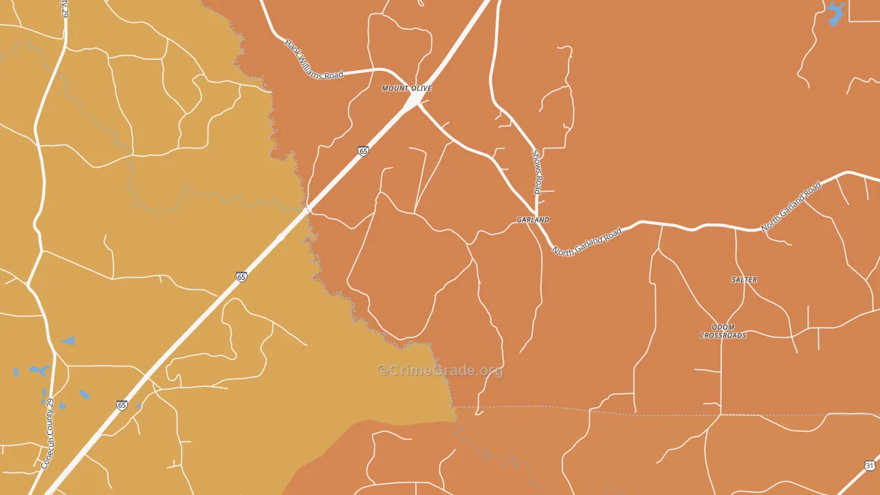 Garland, AL Map of Burglary Rates
