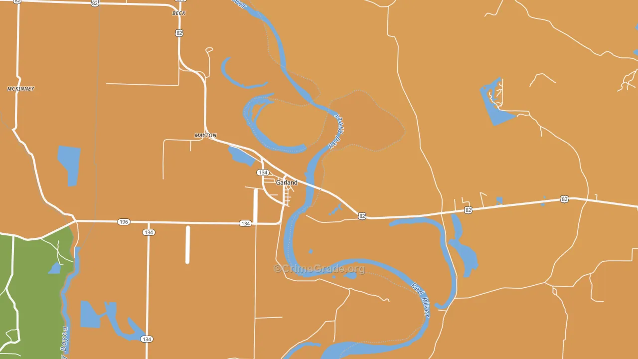 Garland, AR Map of Burglary Rates