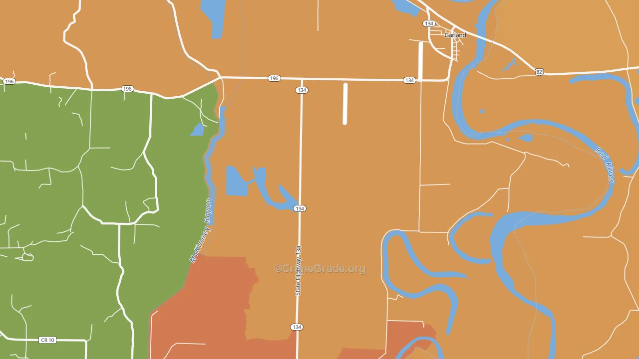 Garland City, AR Map of Burglary Rates