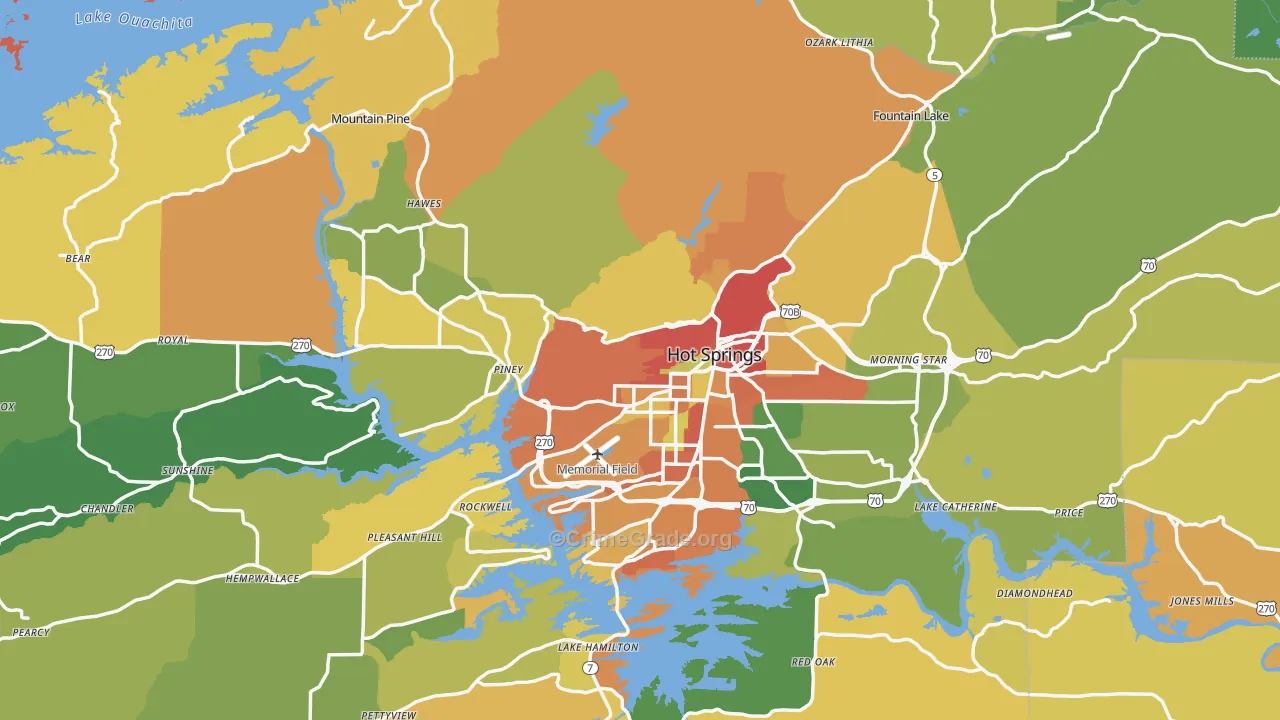 Garland County, AR Map of Burglary Rates