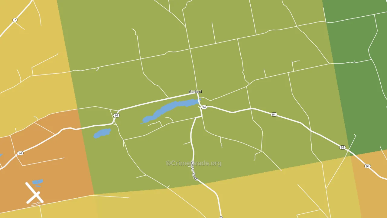 Garland, ME Map of Burglary Rates