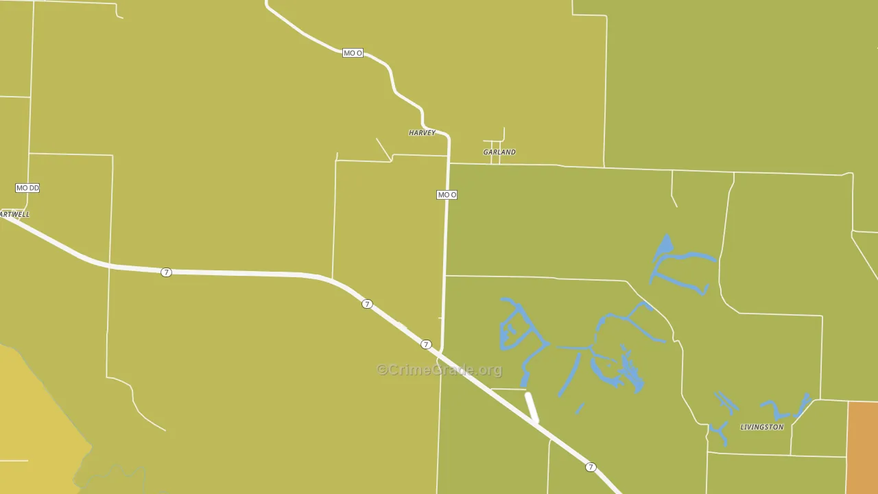 Garland, MO Map of Burglary Rates