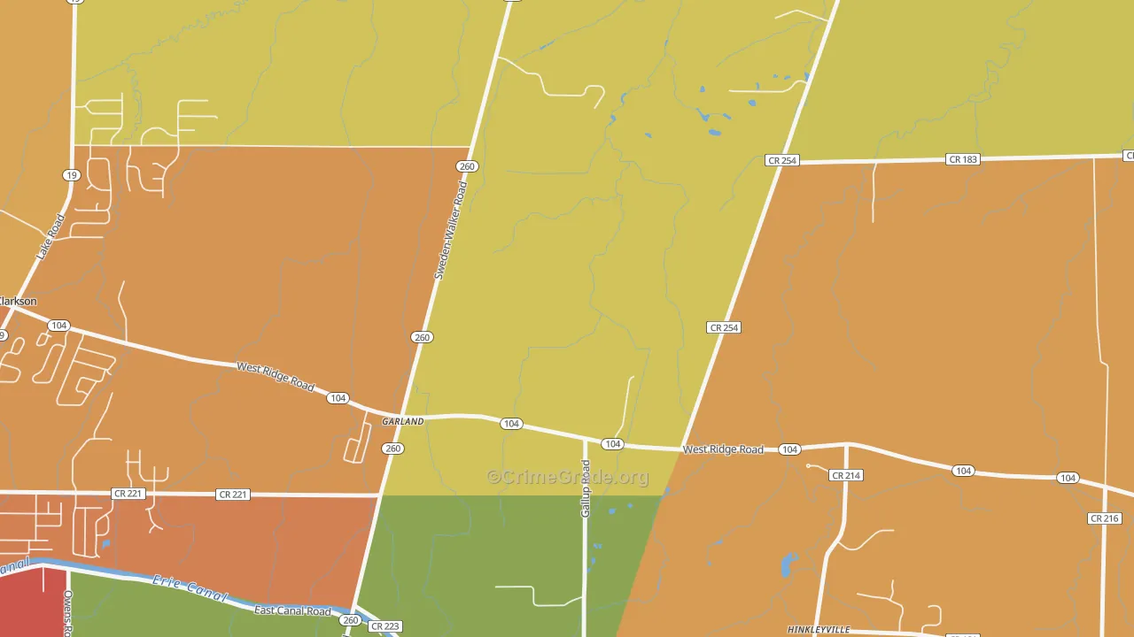 Garland, NY Map of Burglary Rates