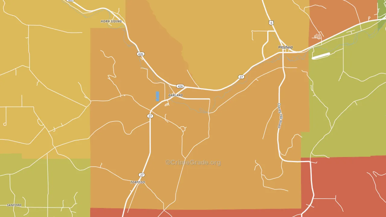 Garland, PA Map of Burglary Rates