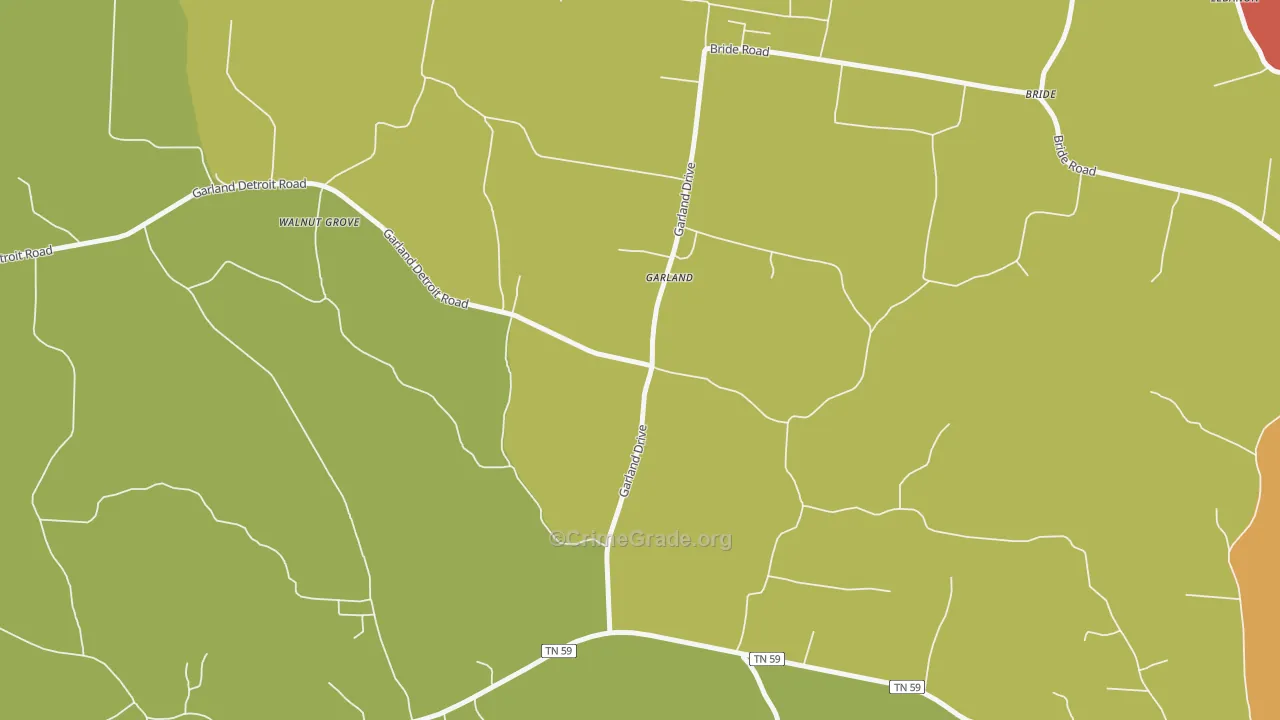 Garland, TN Map of Burglary Rates