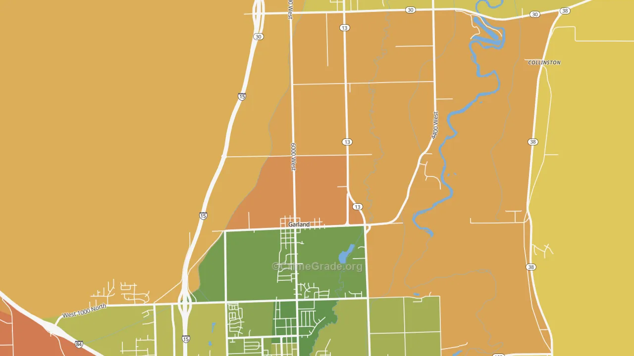 Garland, UT Map of Burglary Rates