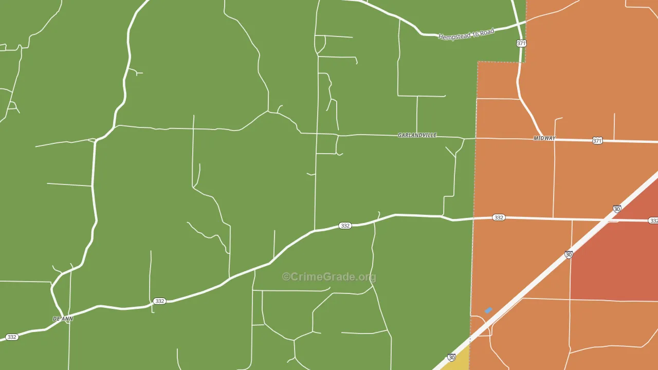 Garlandville, AR Map of Burglary Rates