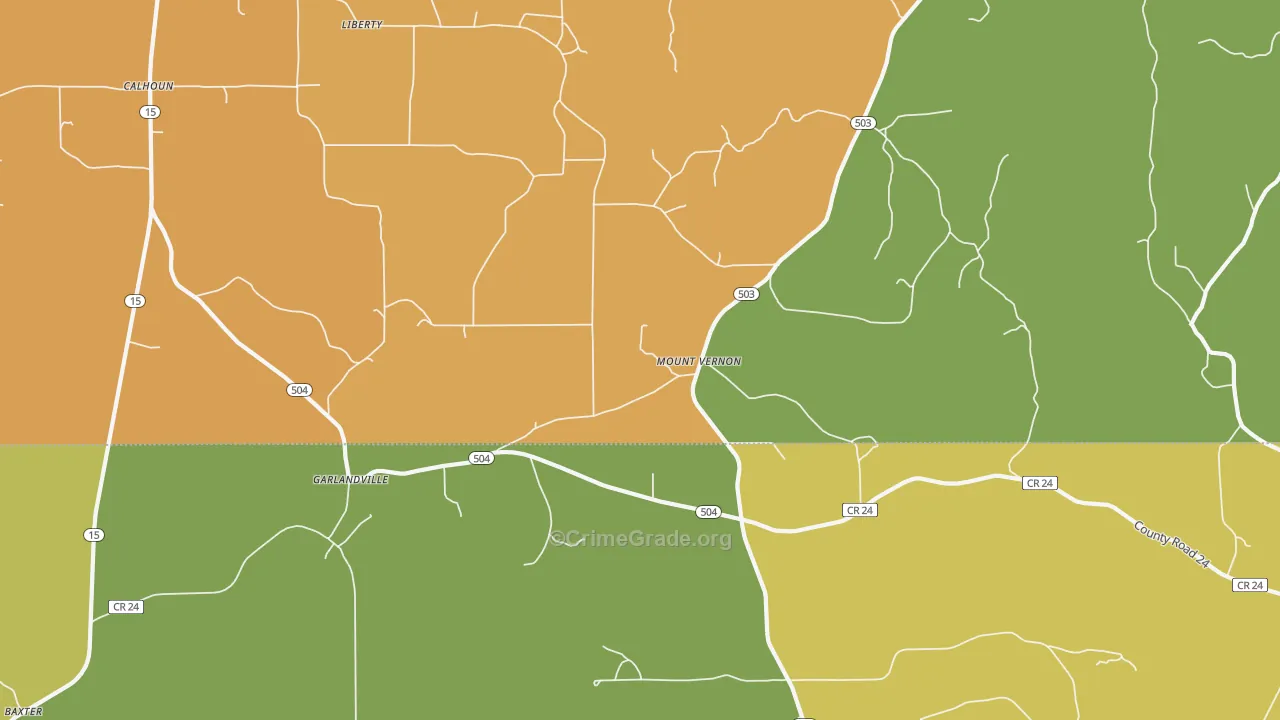 Garlandville, MS Map of Burglary Rates