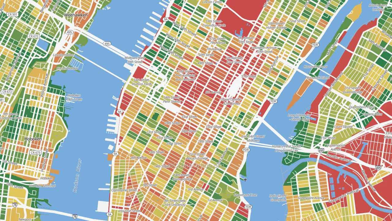 Garment District, Manhattan, NY Map of Burglary Rates