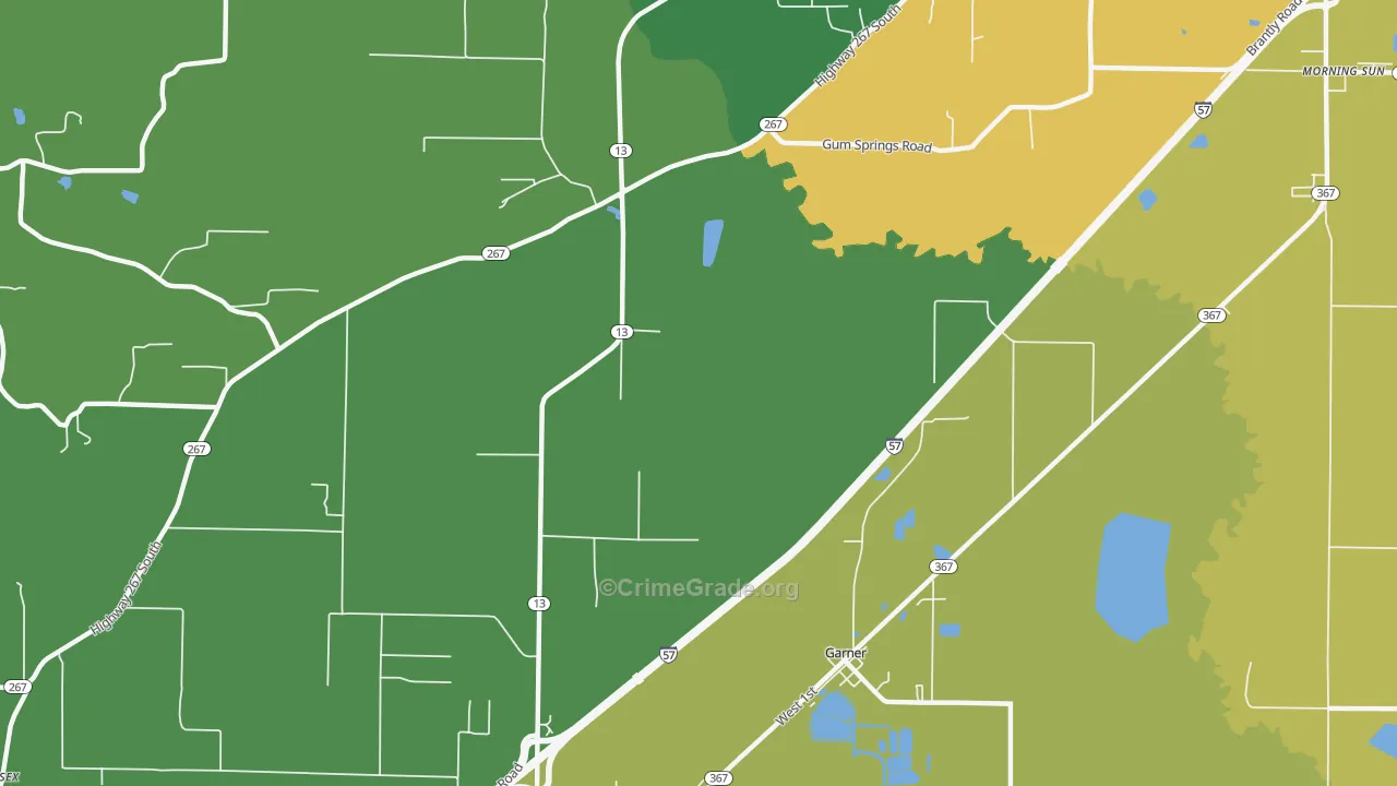Garner, AR Map of Burglary Rates