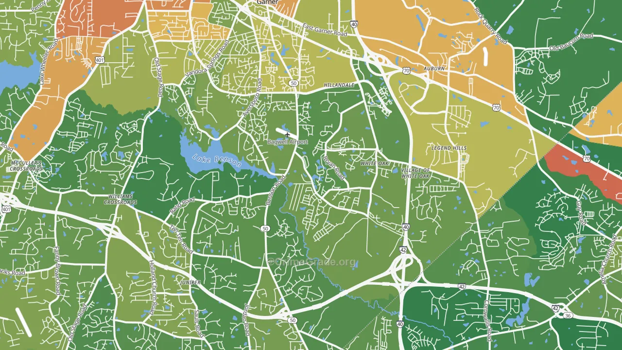 Garner, NC Map of Burglary Rates