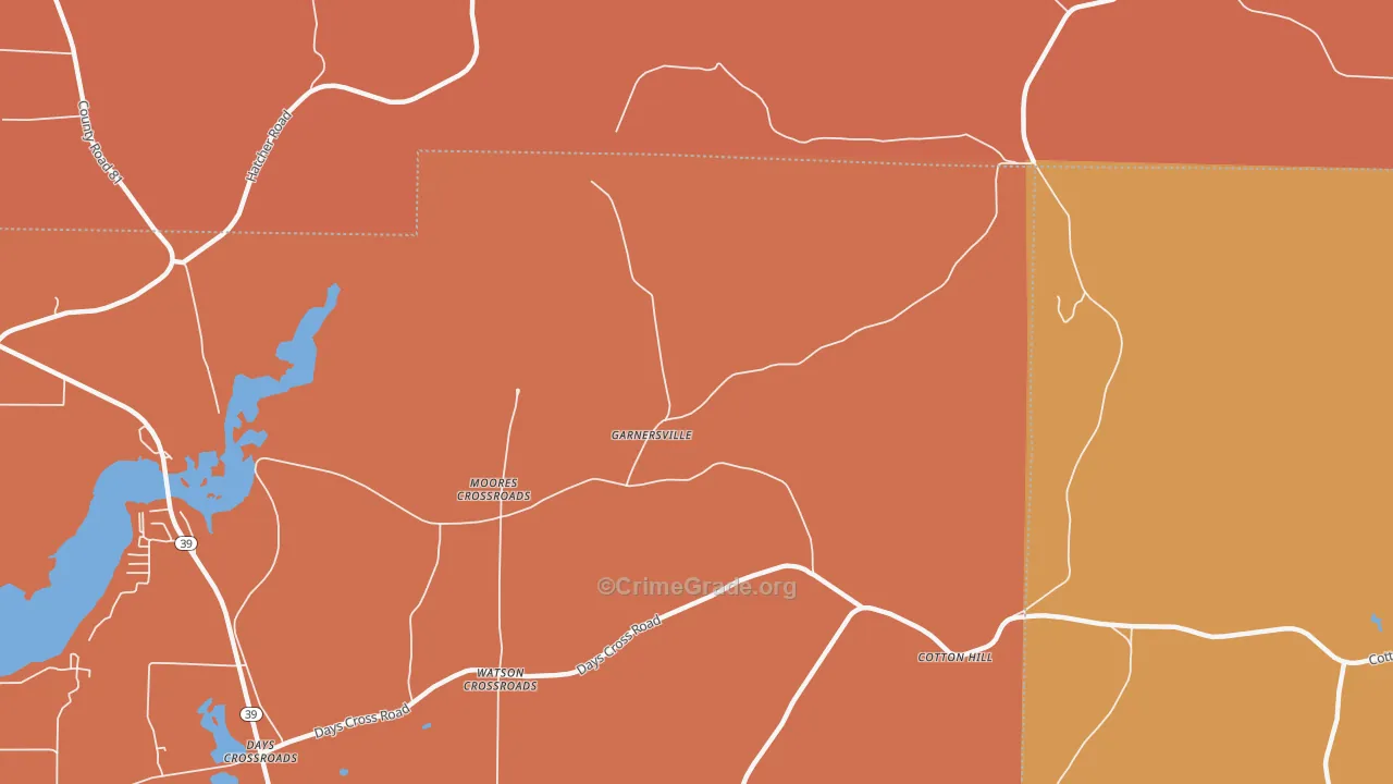 Garnersville, GA Map of Burglary Rates