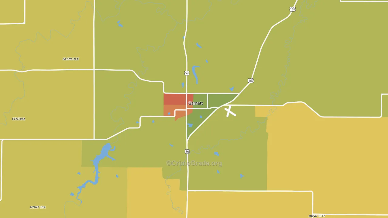 Garnett, KS Map of Burglary Rates