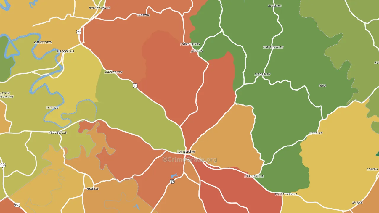 Garrard County, KY Map of Burglary Rates