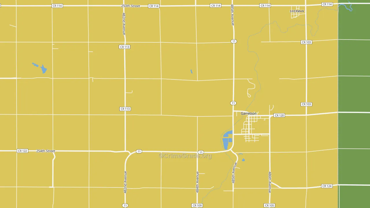 Garretson, SD Map of Burglary Rates