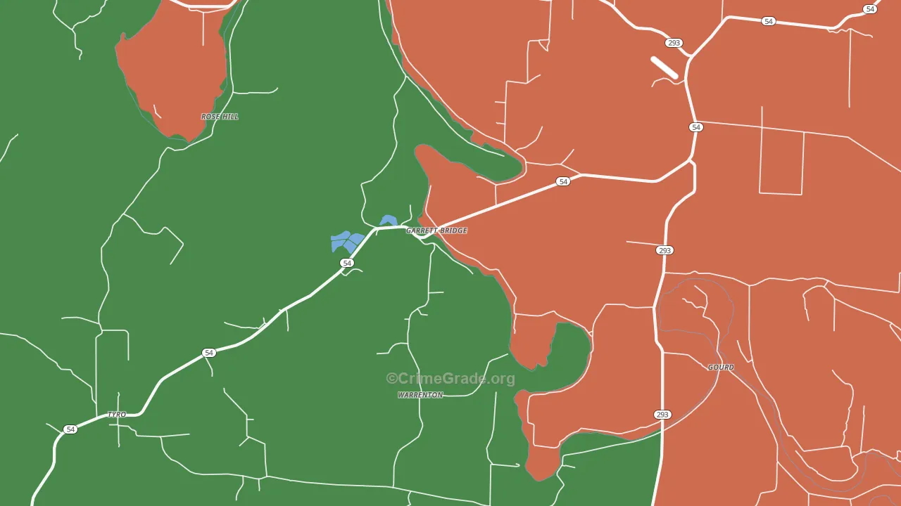 Garrett Bridge, AR Map of Burglary Rates