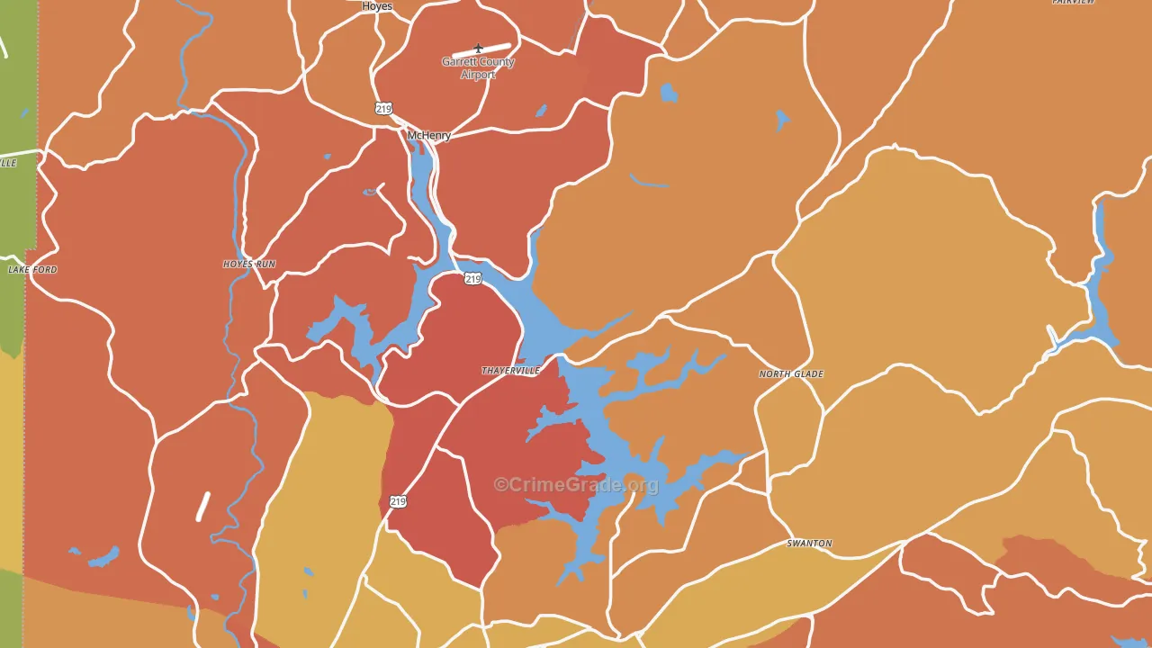 Garrett County, MD Map of Burglary Rates