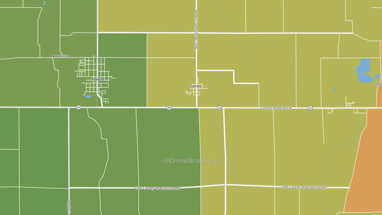 Garrett, IL Map of Burglary Rates