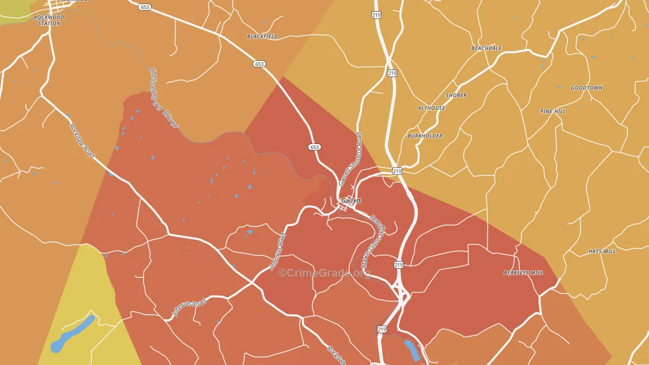 Garrett, PA Map of Burglary Rates