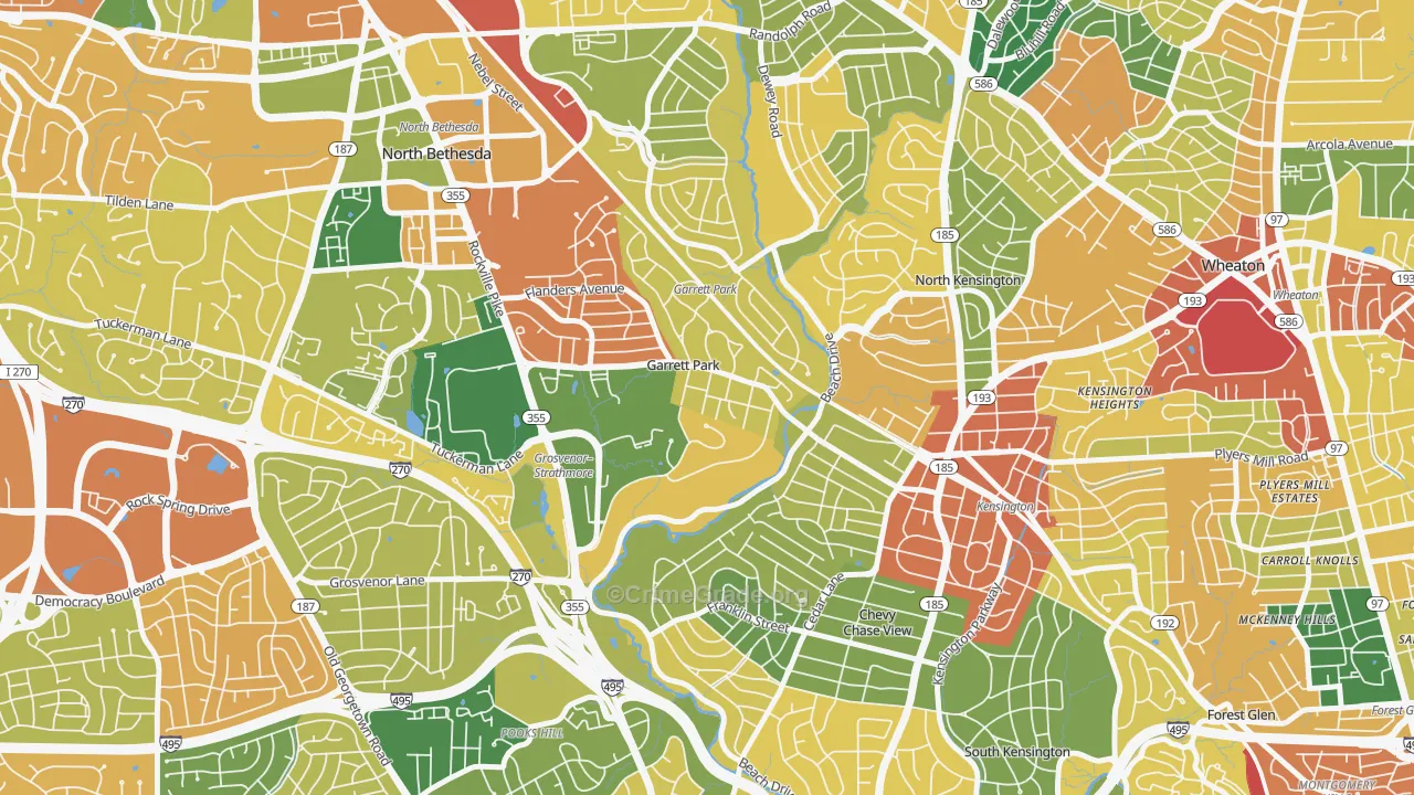 Garrett Park, MD Map of Burglary Rates